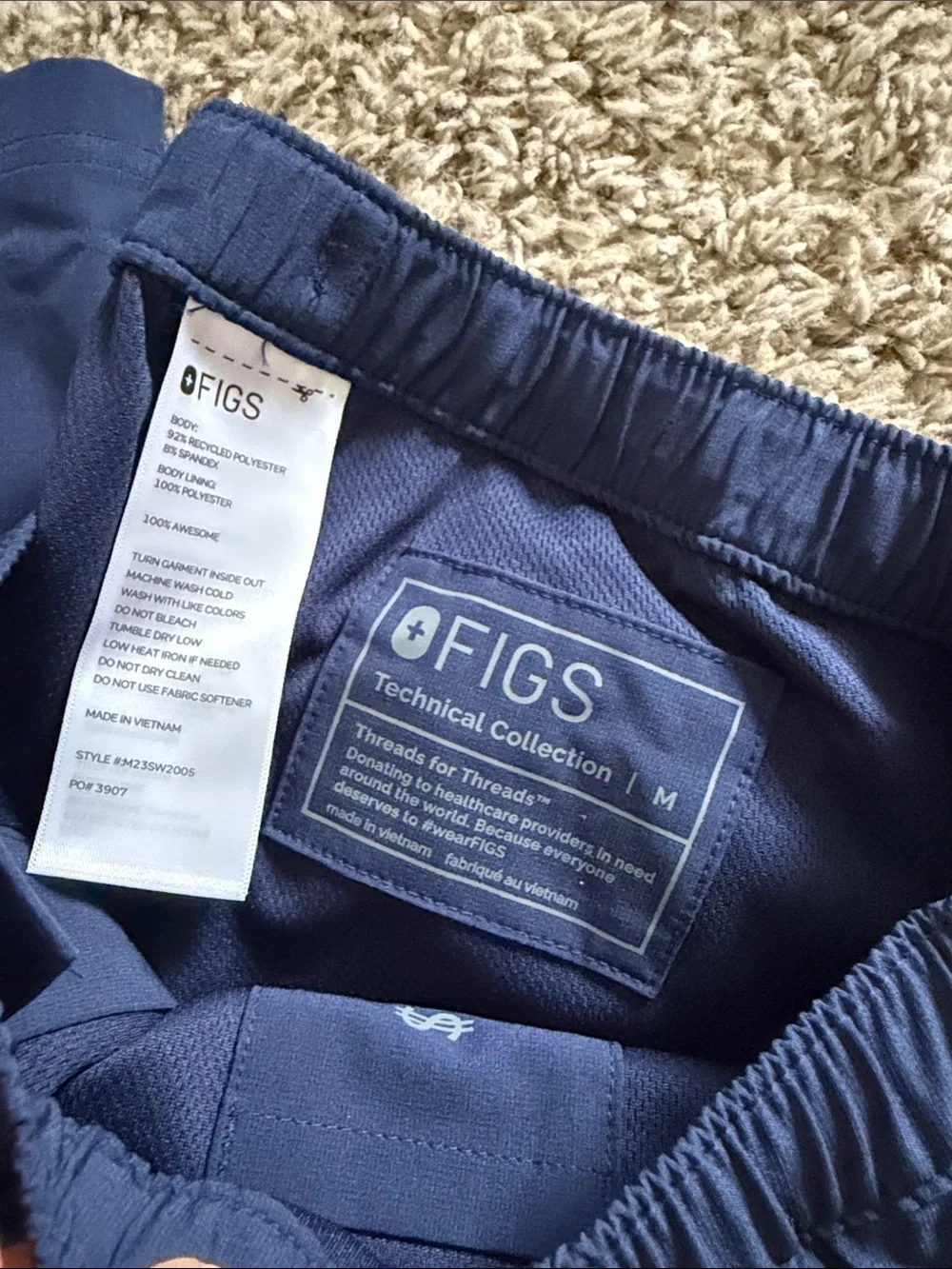 Men's Figs Navy Drawstring Cargo Scrub Pants